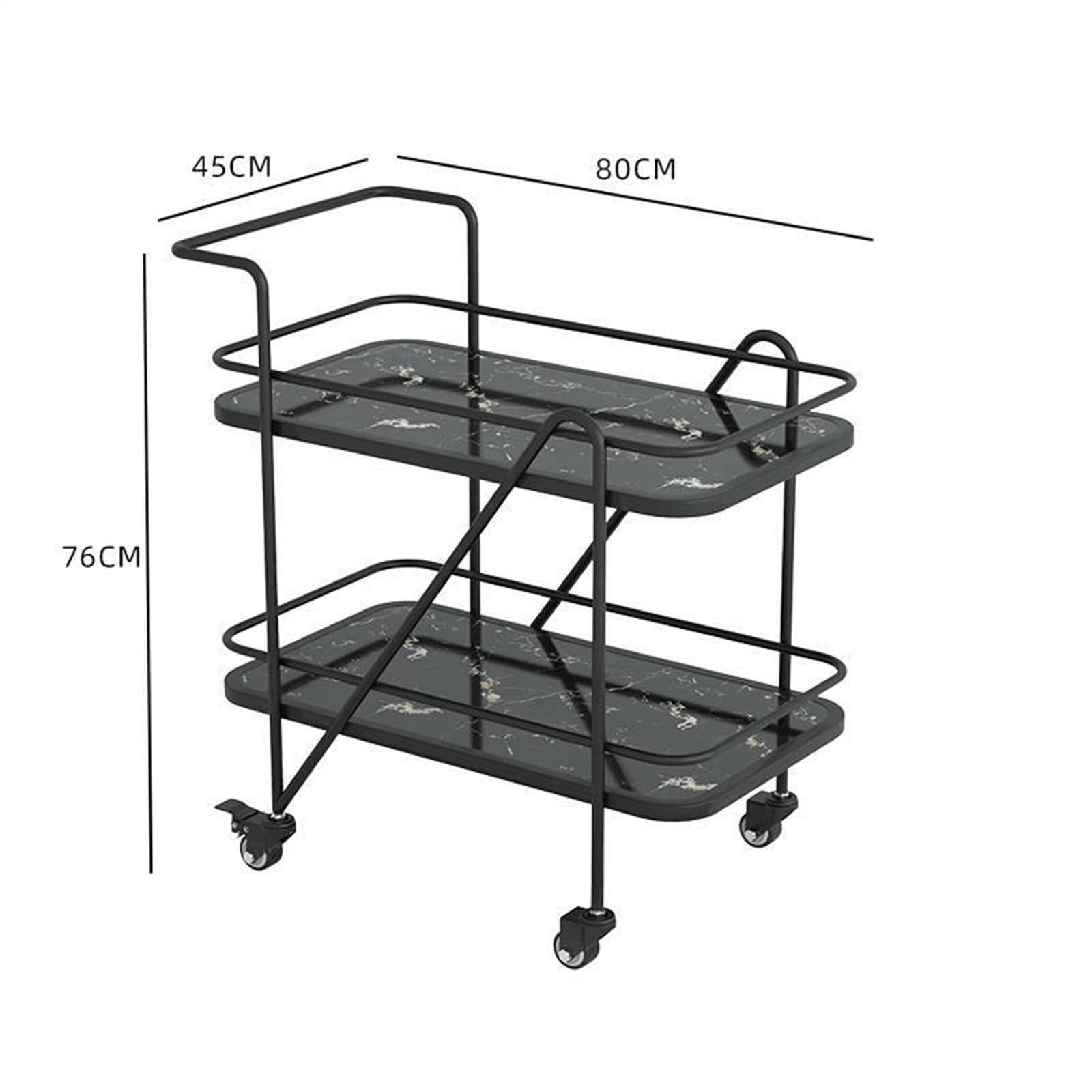 Carrello multiuso da cucina Carrello bar moderno nero, carrello bar da cucina a 2 livelli con ruote, carrello mobile for bevande, carrello for vino for feste in sala da pranzo in casa Carrello di serv
