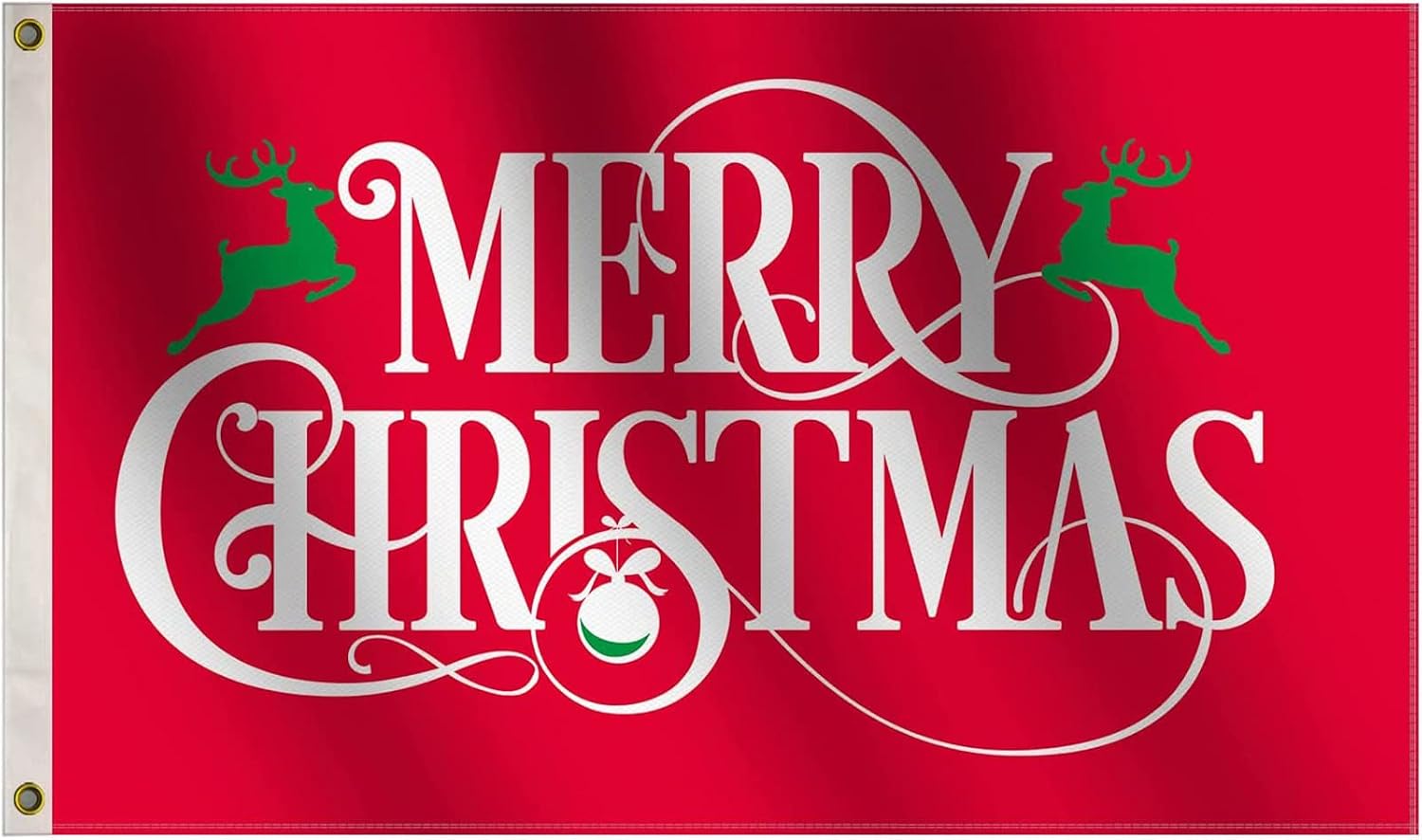 Merry Christmas Red Flag 3x5 Ft Large, 100D Silk fabric for Moderate-Outdoor&Indoor, 36x60inch Happy New Year Holiday Decorations House Flags