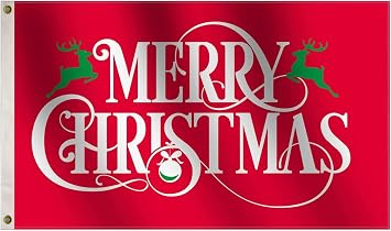 Merry Christmas Red Flag 3x5 Ft Large, 100D Silk Fabric For Moderate-Outdoor&Indoor Happy New Year Flags Holiday Decorations House Decor Decorative Xmas Flags Gifts Banner