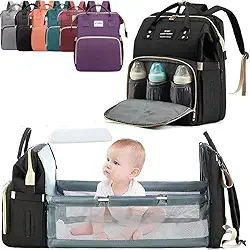 Mochila Maternidade Bebê Bolsa que Vira Berço, Troca Bebê, Porta Lenço, Fralda, Mamadeira Com Bolsos Térmicos, Prova D'água, Impermeavel, Alças Acolchoadas, Premium, Marca ATM