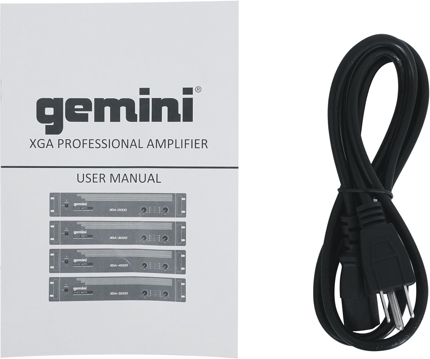 Audiosavings Bundle: (1) Gemini XGA-4000 4000 Watt Professional DJ/PA Live Sound Power Amplifier Bundle with (2) Rockville RCXFM20E-B 20 Foot Female to Male XLR Mic Cable Black 100% Copper (3 Item)
