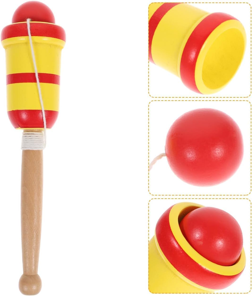 2 Pieces Wood Catch Ball, Cup Catch Balls Toys, Mini Wooden Catch Ball Hand Eye Coordination Educational Toys (Style-1)