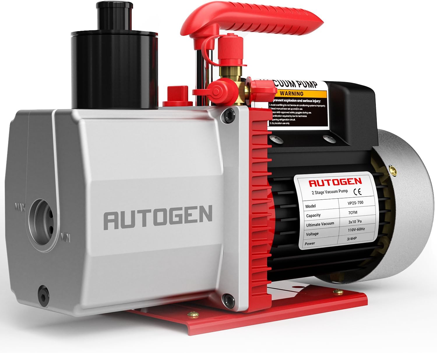 2-Stage Air Vacuum Pump 7CFM 0.3 Pa for HVAC/Auto AC Refrigerant Recharging, Degassing Wine, Milking Cow, Food Processing