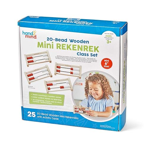Miniatura 7 de hand2mind Mini juego de clase Rekenrek de madera de 20 cuentas, estante numérico para niños, ábaco para niños, cuentas de conteo, contadores