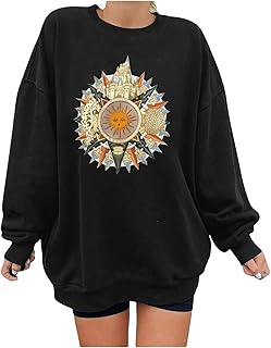 Splrit-MAN Womens Casual Autumn Round Neck Basic Sweatshirt Womens Halloween Cute Graphic Printed Plus Size Jumper Women's Classic Stylish Thermal Pullover Pattern Print Long Sleeve Tops