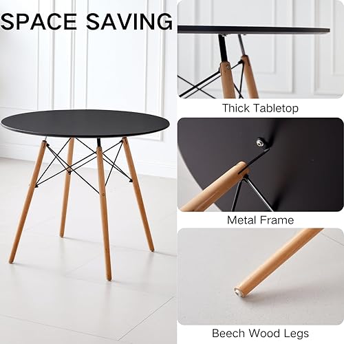 Miniatura 3 de Juego de mesa redonda de 5 piezas, sillas pequeñas de mesa de cocina de 31.5 pulgadas, juego de 4 muebles que ahorran espacio, asientos de plástico,