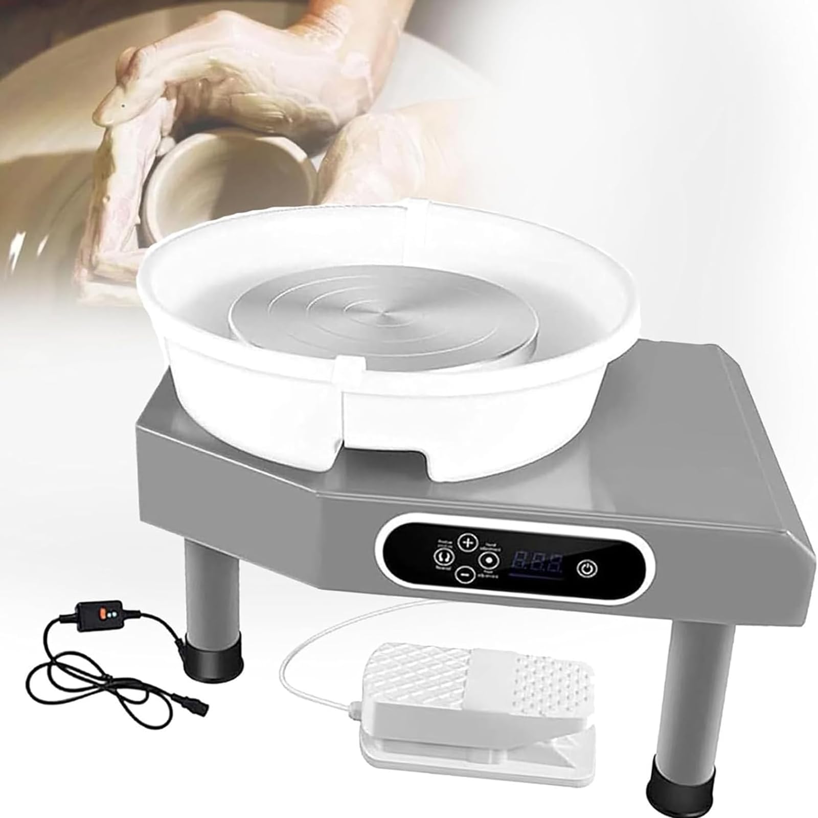 Maszyna do kół garncarskich, modelowanie gliny ceramicznej 350 W z gramofonem 24,9 cm, ekranem dotykowym LCD i pedałem nożnym, narzędzie do rzeźbienia dla dorosłych, początkujących, rzemiosło