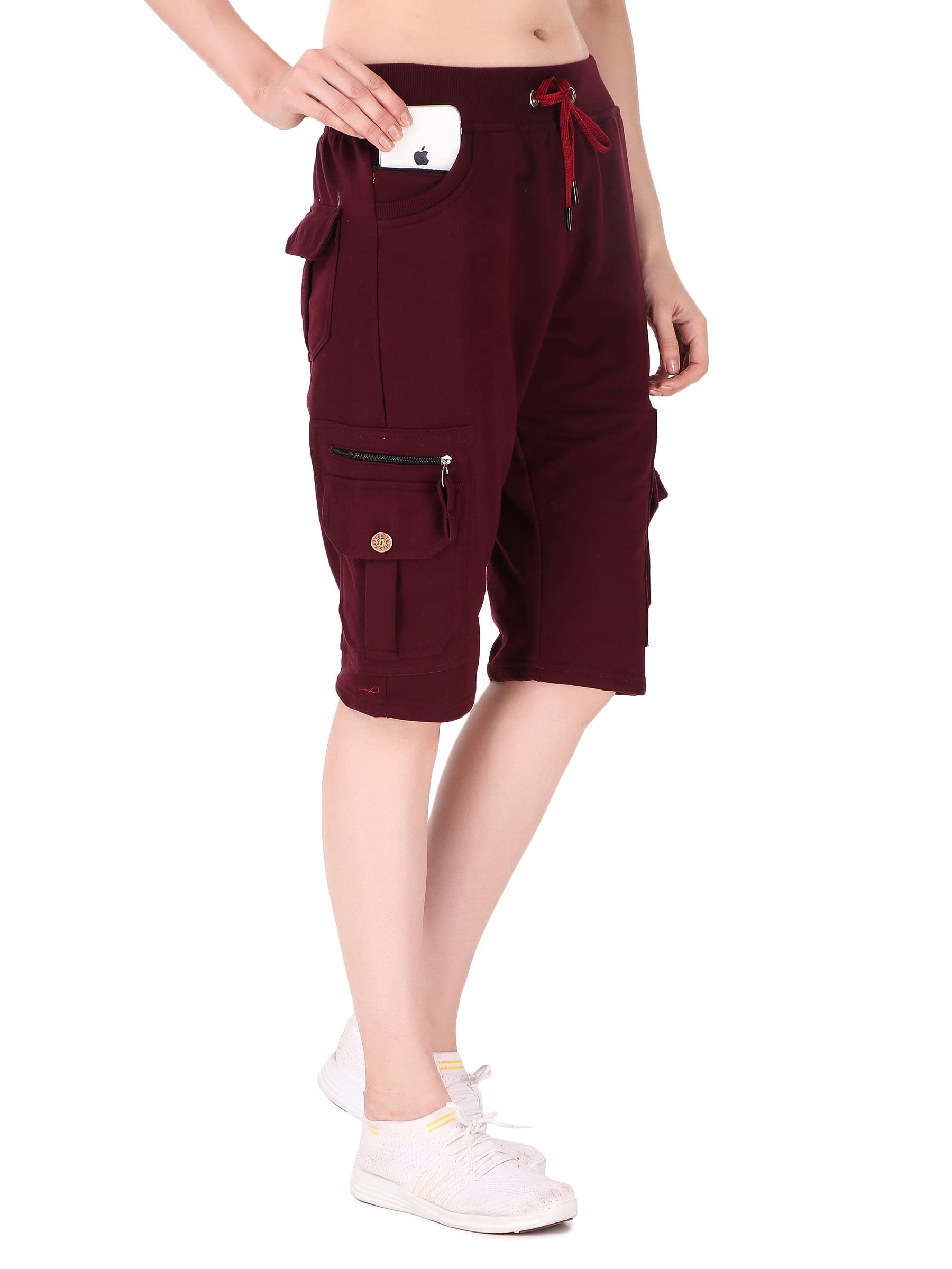 uzarus Womens Cargo Capri Shorts with 9 Pockets-picture-52