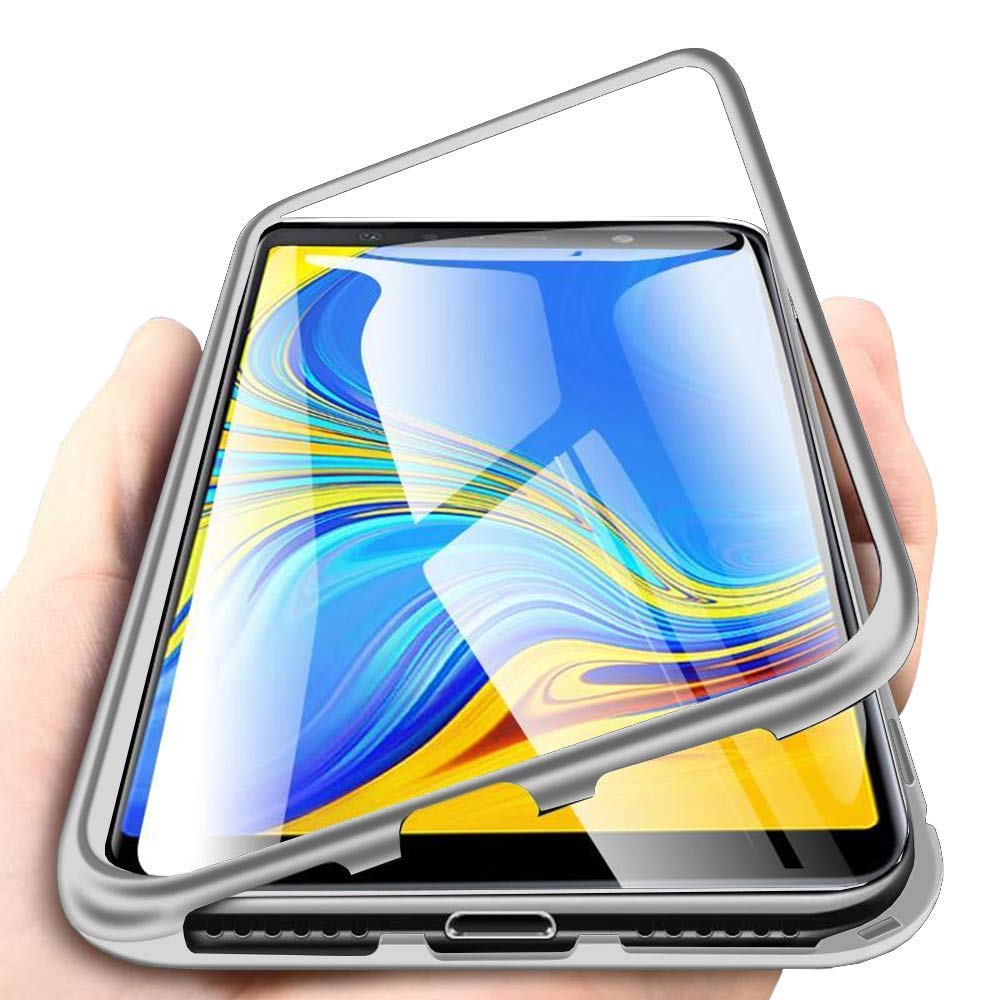 Case for Vivo IQ00 Magnetic Adsorption Tech Cover, Ultra Thin Metal Aluminum Bumber Tempered Glass Back Cover 360 Full Body Shockproof Protect Case IQ00 - Silver