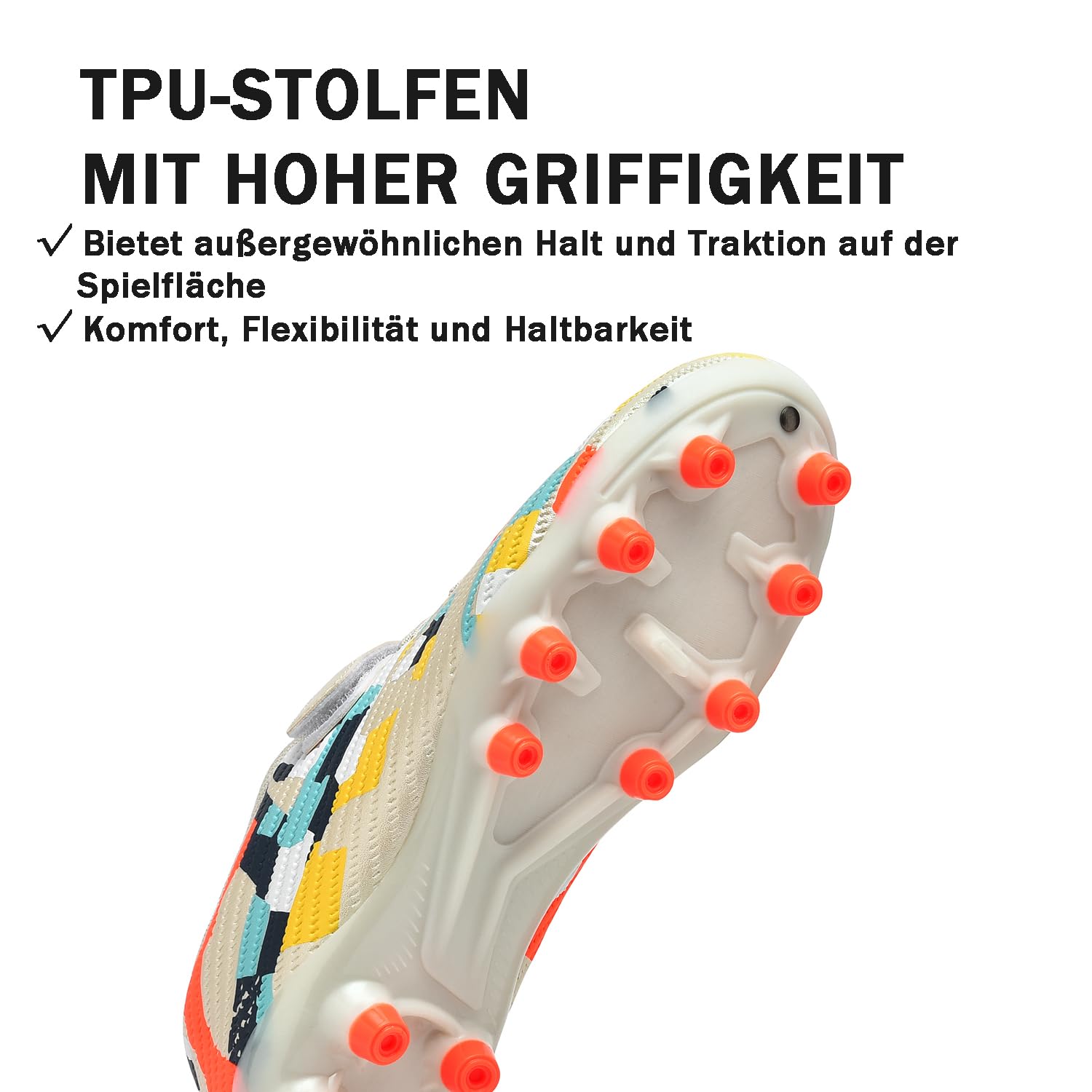 Fußballschuhe Kinder für Jungen & Mädchen Kunstrasen Kickschuhe Klettverschluss Multinocken Fussballschuhe Athletics Trainingsschuhe