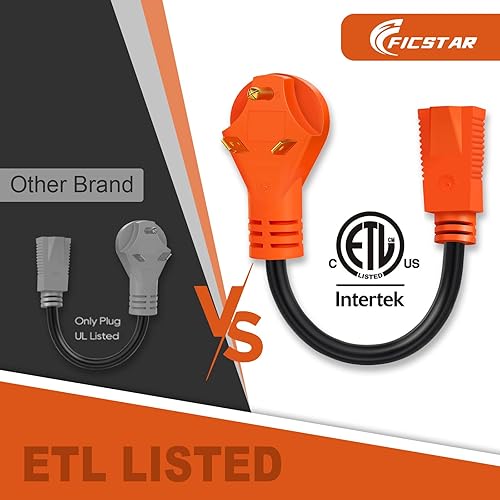 Miniatura 6 de Ficstar Adaptador RV de 30 amperios a 110 voltios, adaptador de corriente NEMA TT-30P a NEMA 5-15R RV