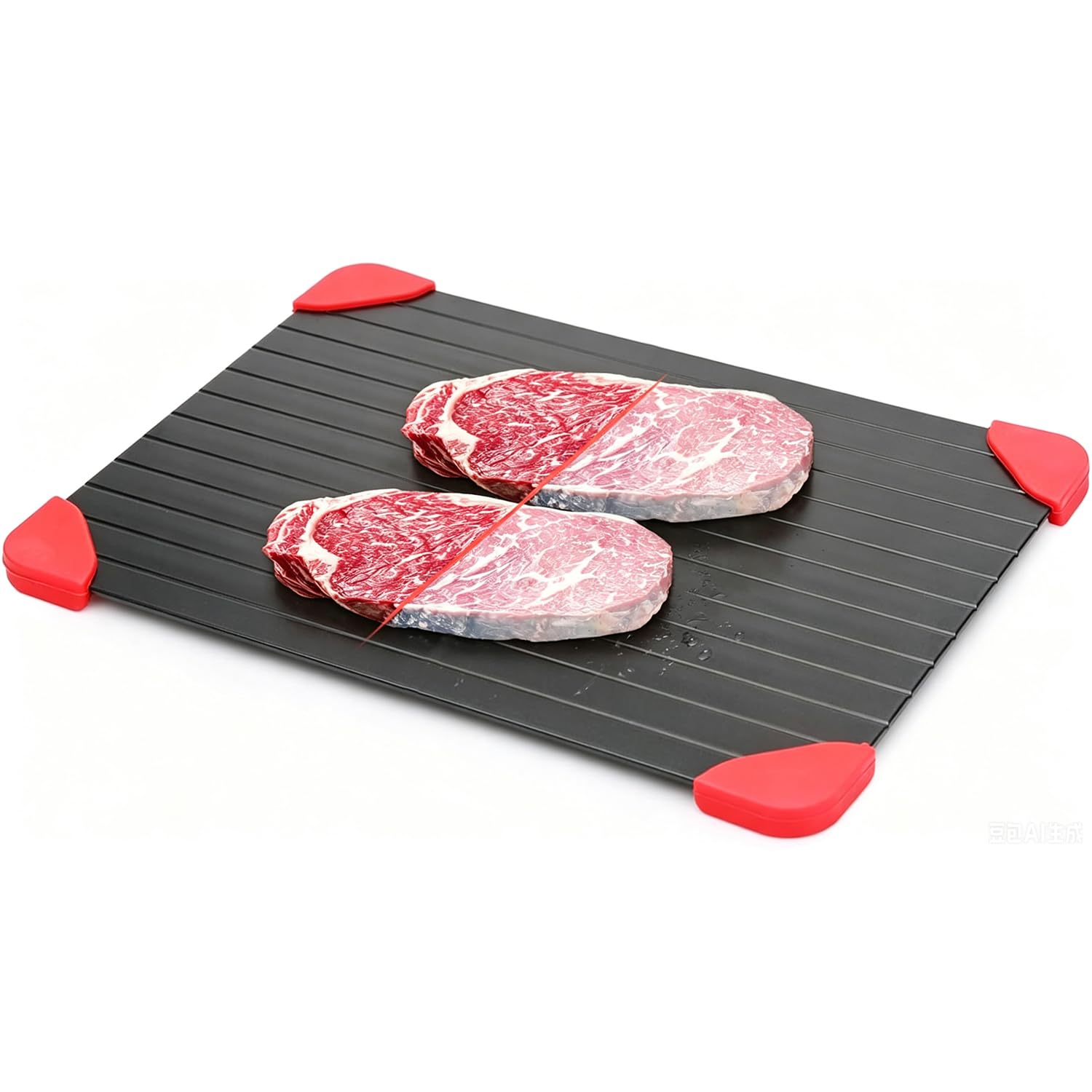 Defrosting Board, Aluminum Defrosting Tray with Grooves and Non-Slip Corner
