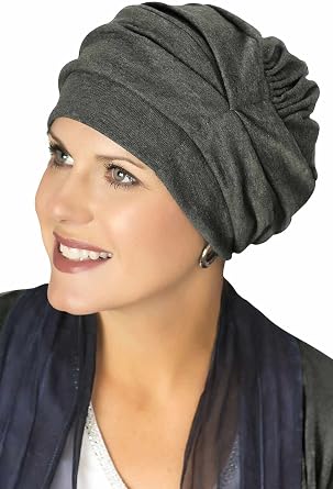 Headcovers Unlimited Trinity Turban-Caps for Women with Chemo Cancer Hair Loss Charcoal