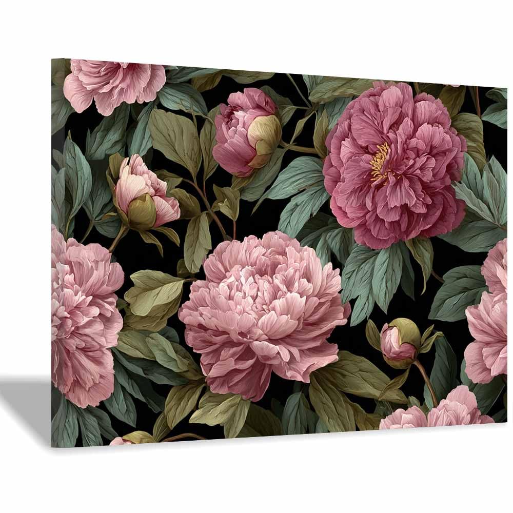 Hoqiu Multicolor Flowers Canvas Dusty Ros Botanical Art Artwork, Wall Decoration Living Room Bedroom Hallway Stairs Decoration.(Multicolor)-70X100cm Framed
