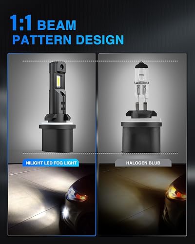 Miniatura 2 de Bombillas LED antiniebla Nilight EF2 880, 250% de brillo, 6000K blanco frío, tamaño mini 1:1 de reemplazo halógeno, kit de conversión DRL de