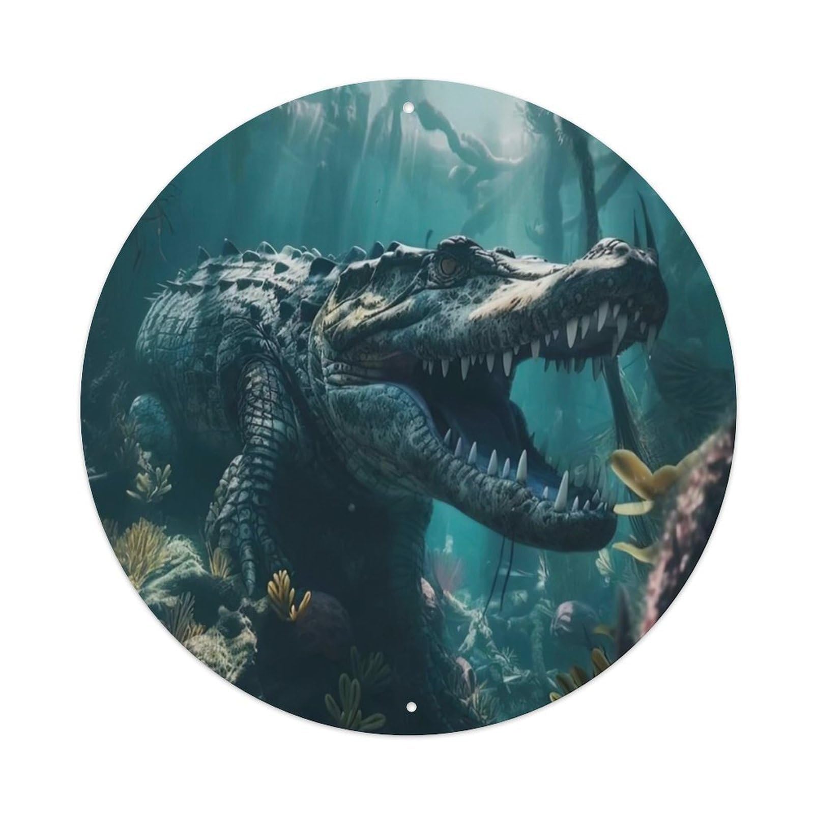 Animal Artwork Crocodile in The River Vintage Metal Tin Sign Plaque Wall Decor for Cafe, Club Bar, Office, Garden Metal Poster 8x8Inch