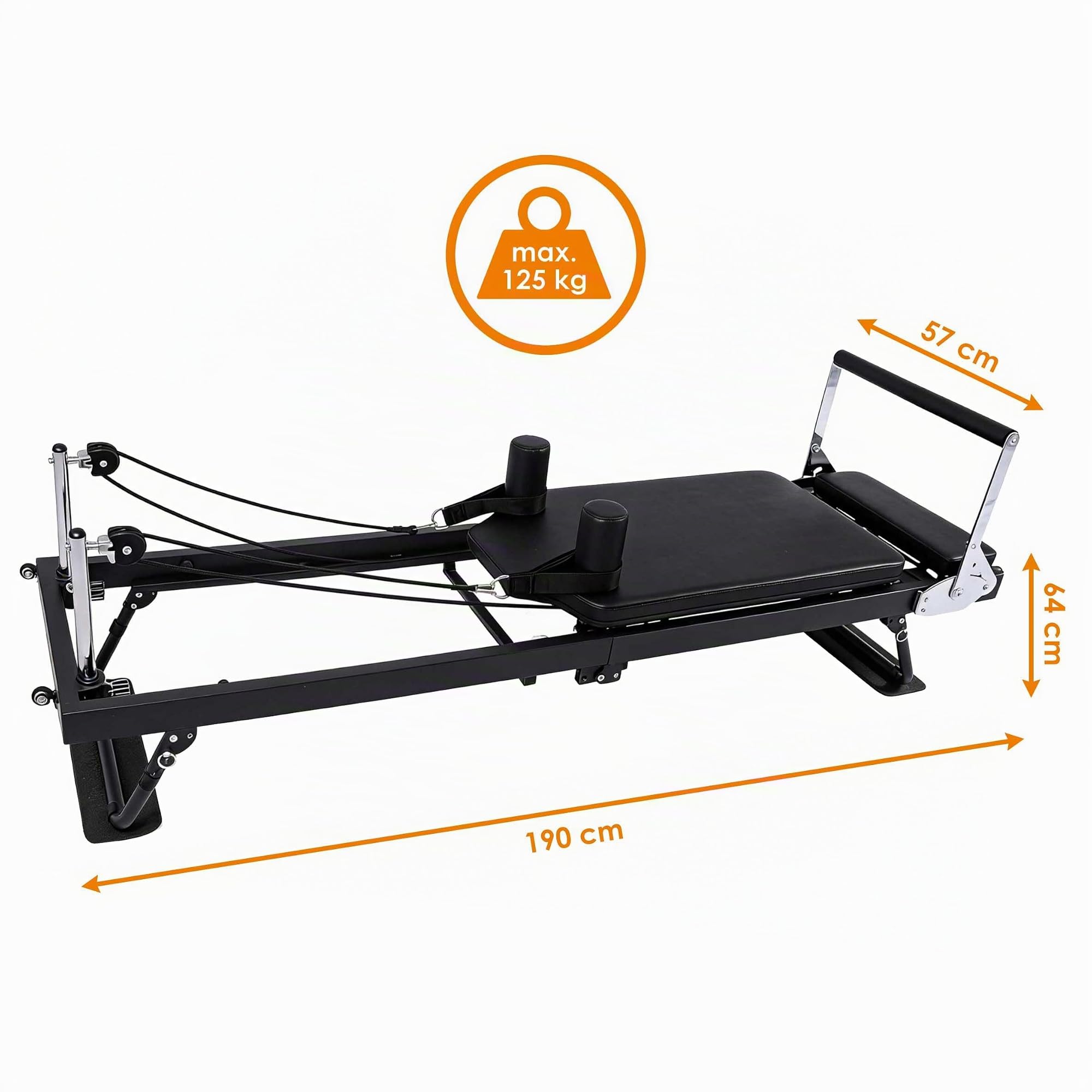 Máquina plegable Pilates Reformer con 5 resortes - 190 x 57 cm - Máquina de entrenamiento para el hogar con carga de hasta 125 kg - Entrenador de yoga para flexiones