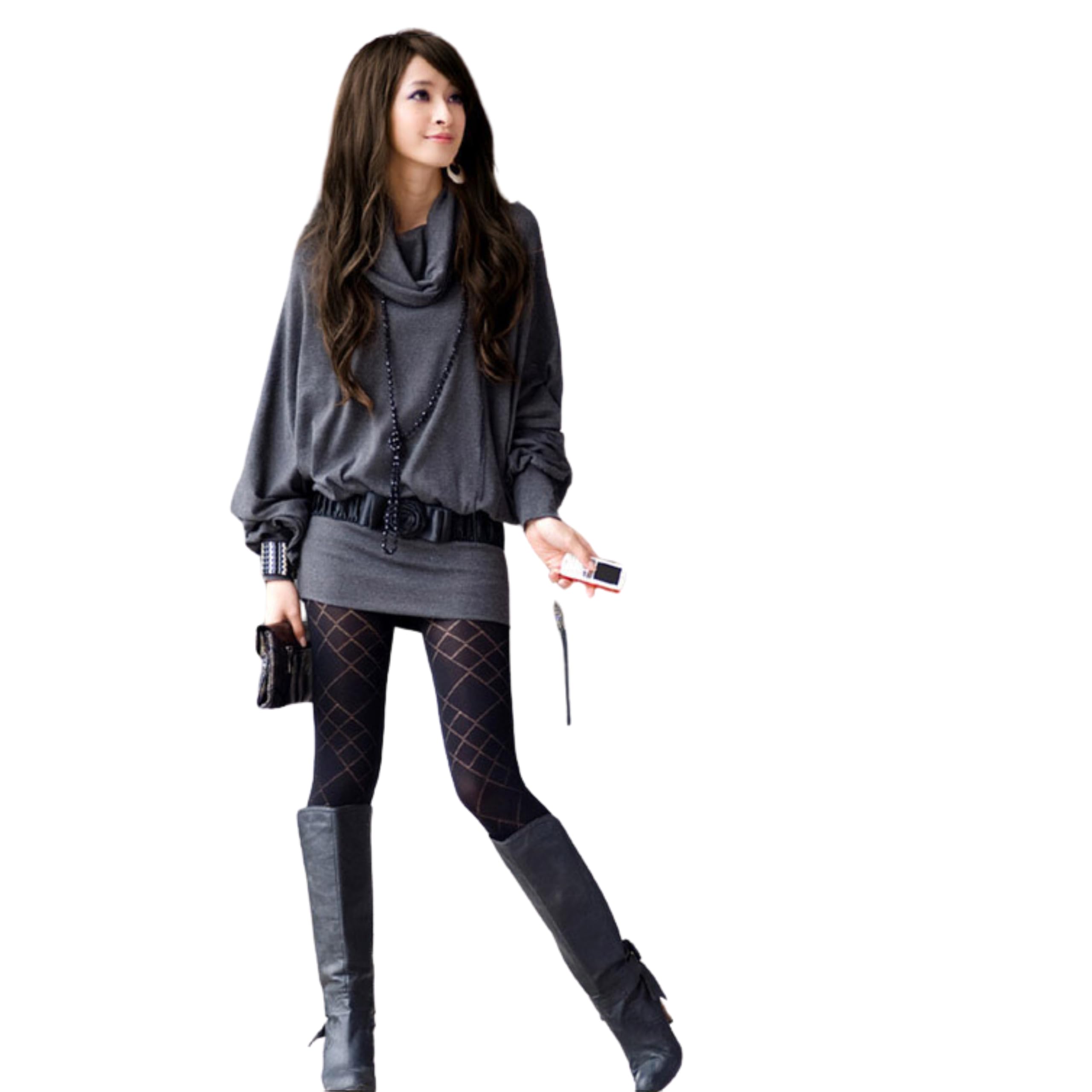 Global Desi Plain Long Sleeve Top for Women | Comfy Cut-and-Sew Sweatshirt Style Grey in grey