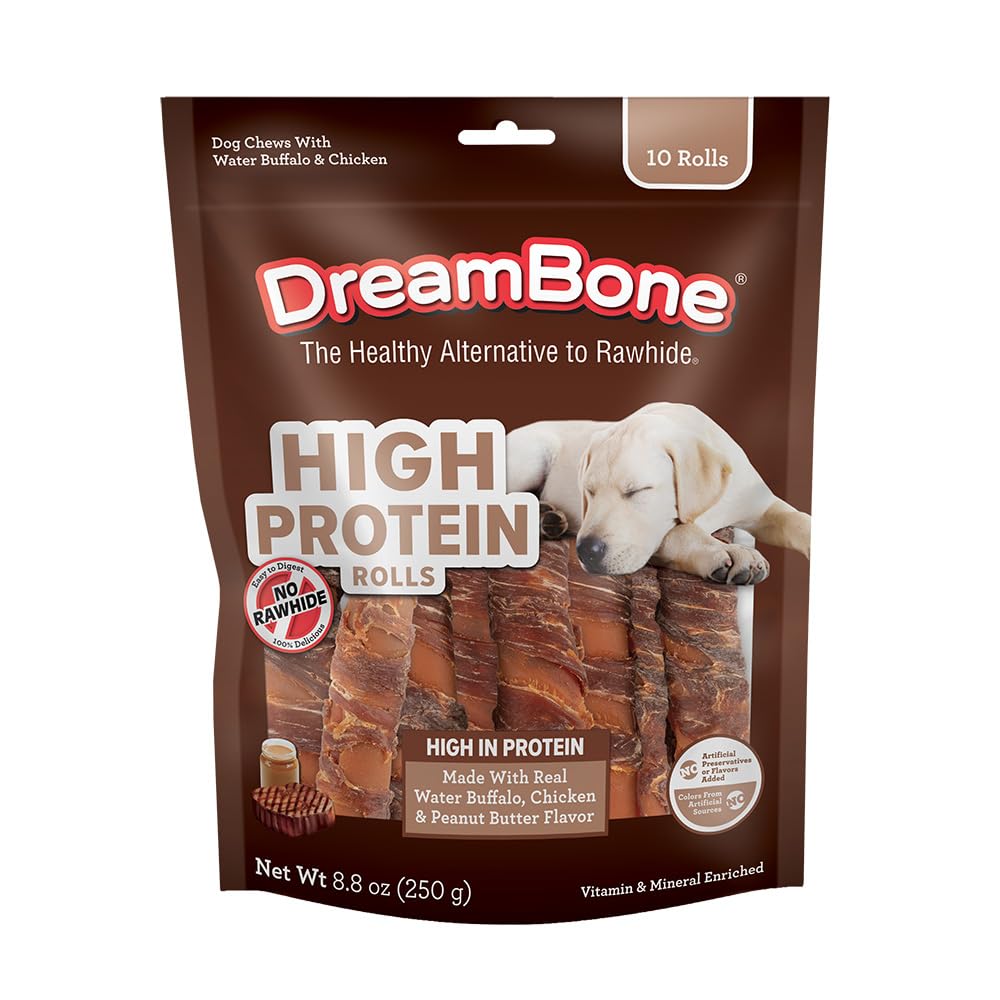 DreamBone High Protein Rolls Rawhide-Free Dog Treats, 10 Count