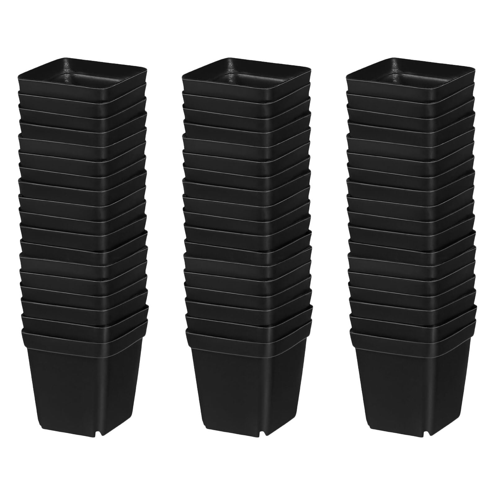 Angoily Pots de Culture Carrés en Plastique Noir 6 Cm Lot de 100 Pots de Pépinière Légers Drainage Semis Jardinage Intérieur et Extérieur pour Plantes et Légumes Réutilisable