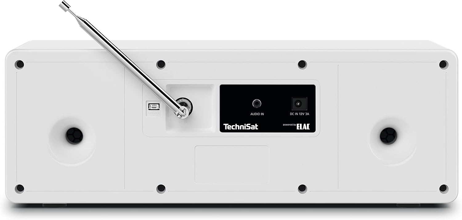 Арткы view of TechniSat DIGITRADIO 4 C showing antenna connection, AUX in, and power input.