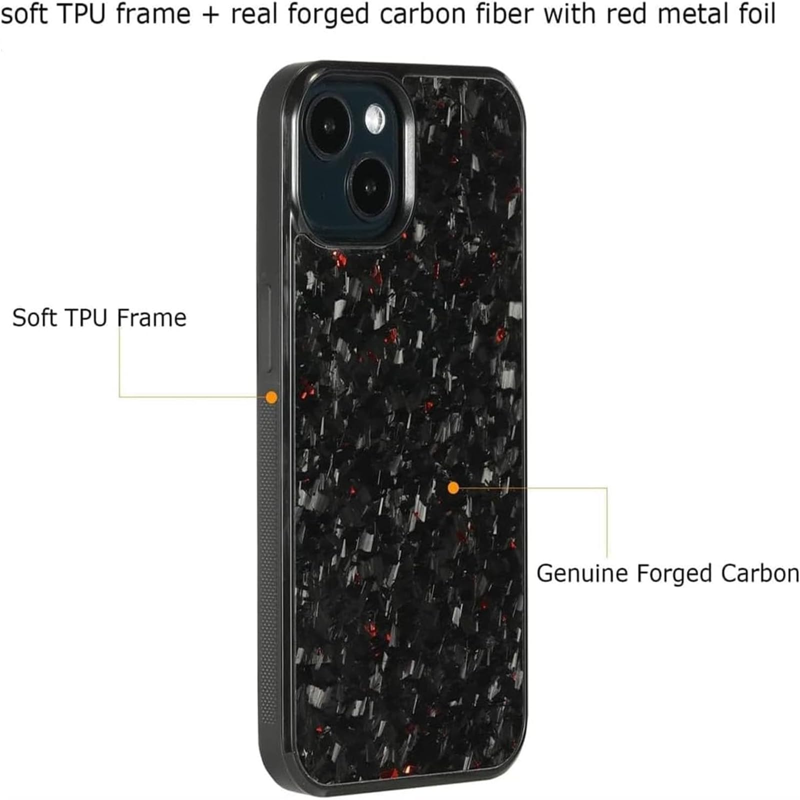 Bpoeee Carbon Fiber Handyhülle Für IPhone – Geschmiedetes Carbon, Magnetisch, Stoßfest (Farbe: Lila, IPhone 15)