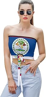 Belize Flag Women's Tie Front Tube Top Crop Bandeau