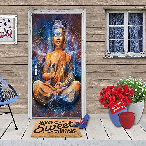 Trompe l'oeil porte Grand Bouddha impression HD vinyle premium 3D