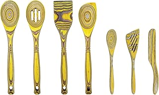 Island Bamboo Pakkawood 7 Piece Cooking and Serving Utensil Set, Spatula...