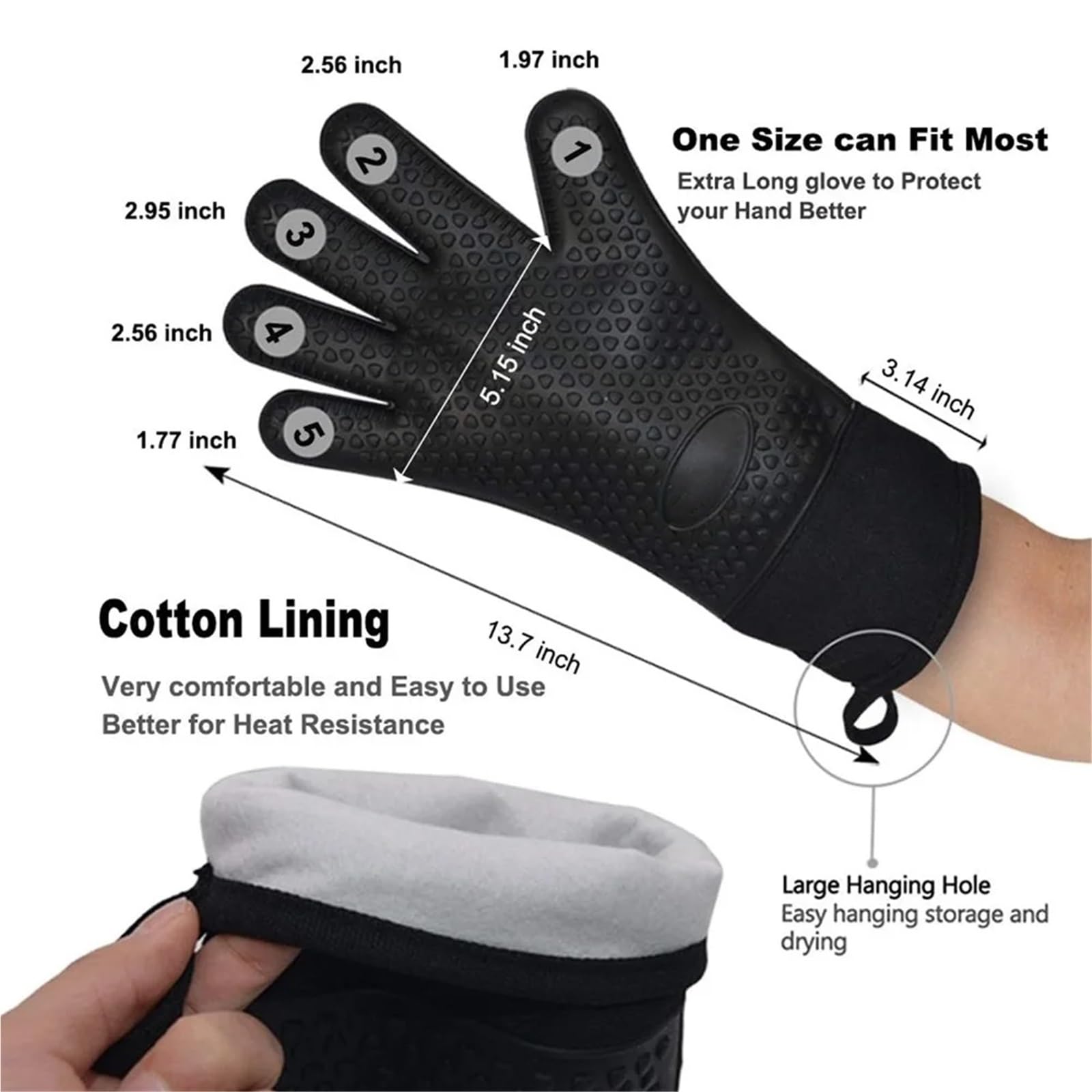 Guantes Largos Y Gruesos De Silicona Antideslizantes, Resistentes Al Calor, Manoplas For Horno Microondas, Cocina, Barbacoa, Hornear, Cocinar, Lona, ​​Costura, For para Barbacoa(Red Pair)