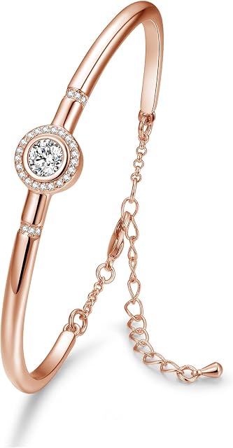 Praelinos Pure Love Bracelet for Women Silver Tone Bracelet White Gold Plated Bangle 5A Cubic Zirconia Anniversary Mother's Day Christmas Birthday Jewellery Gifts for Women Mom Girls Girlfriend Her
