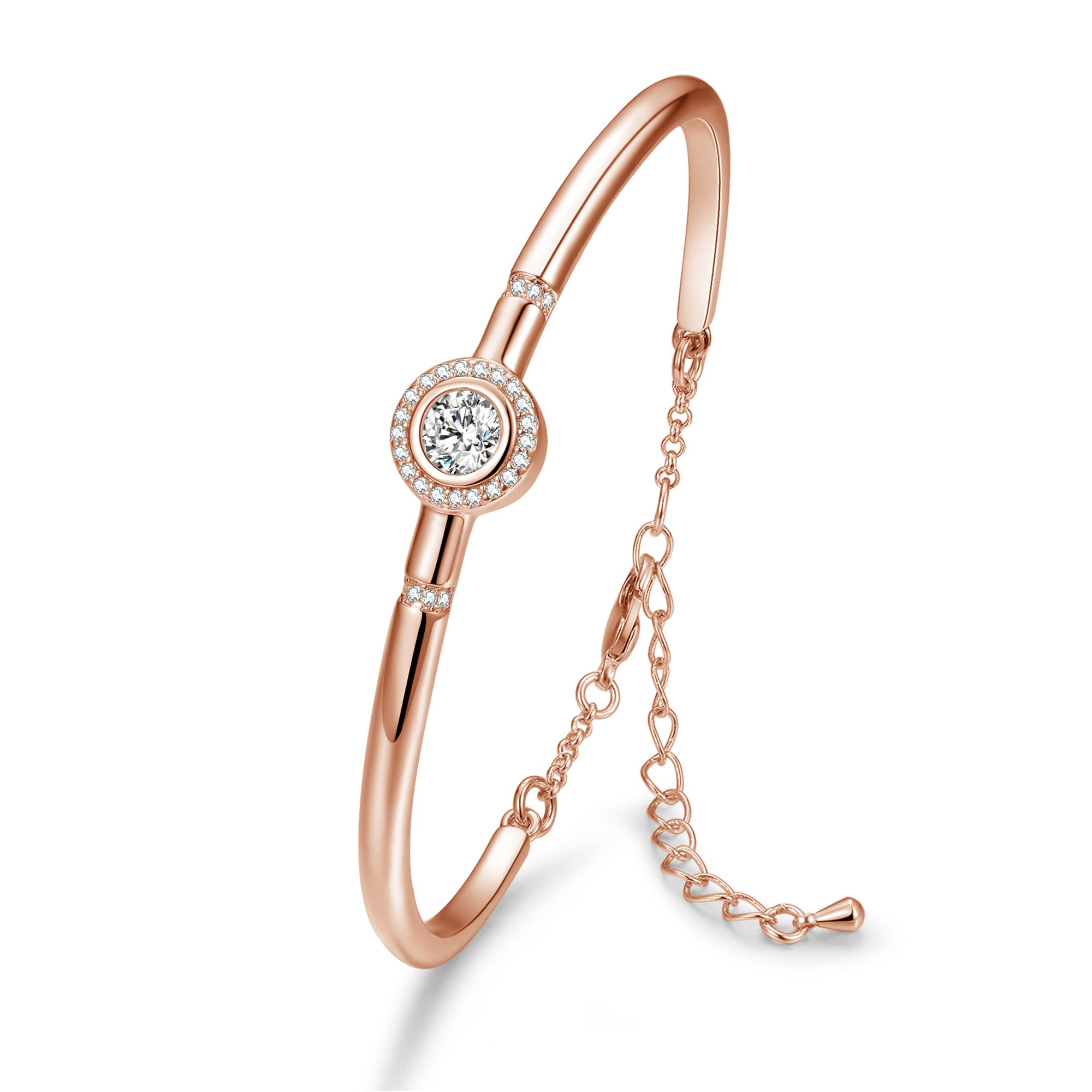 PraelinosPraelinos Ronda Pulsera para Mujer Chapado 5A Zirconia Cúbica Ajustable Joyería Para Regalos Para Esposa Madre Mama Novia Cumpleaños Aniversario Navidad San Valentín