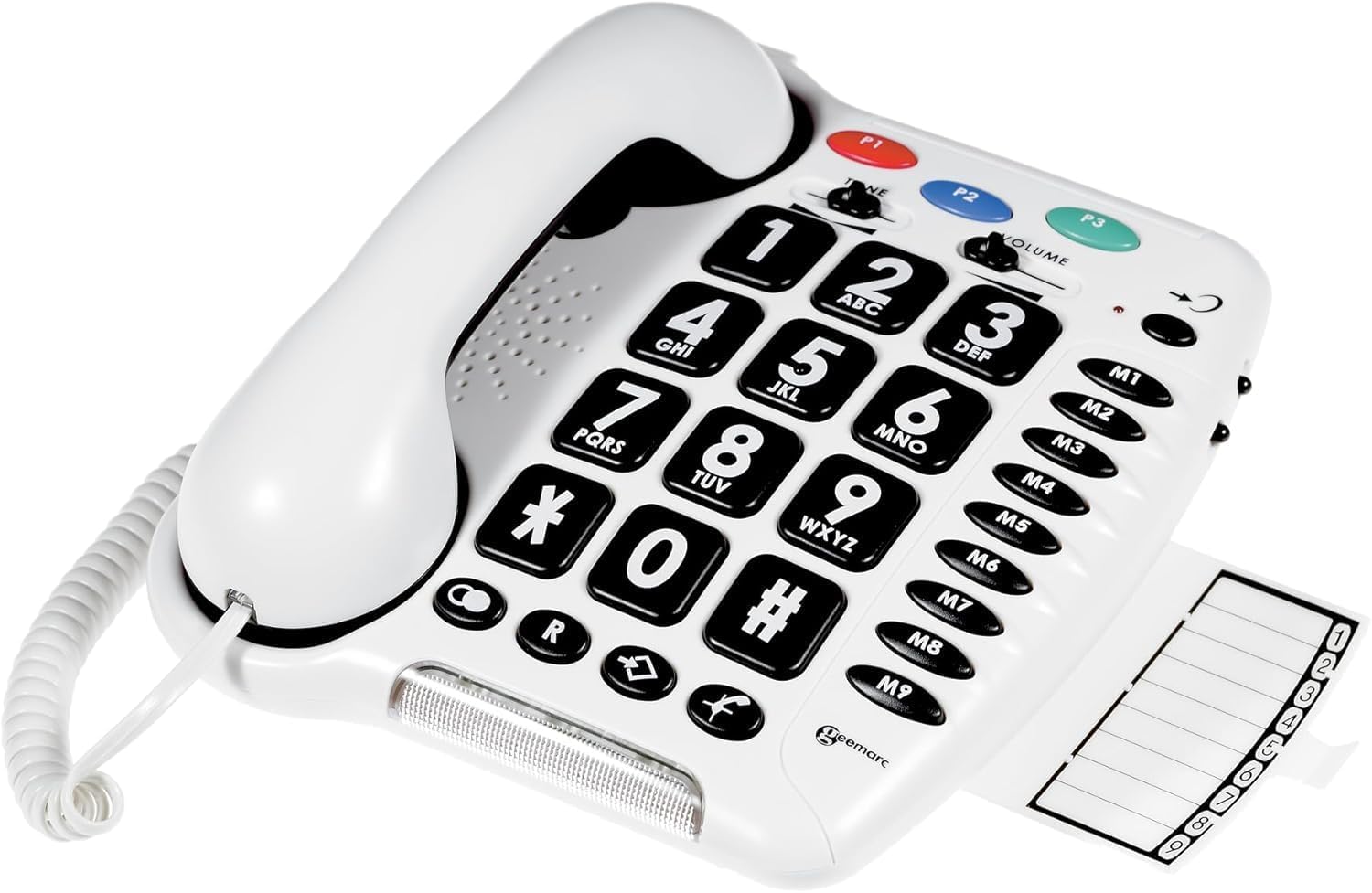 – Geemarc CL100 - Big Button Corded Telephone with Loud Receiving Volume and One-touch Memories for Seniors - Hearing Aid Compatible - Low to Medium Hearing Loss - UK Version