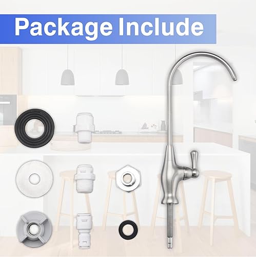 Miniatura 5 de Grifo de agua potable, grifo de ósmosis inversa, grifo de filtración de agua, grifo purificador de agua potable, níquel cepillado, B08