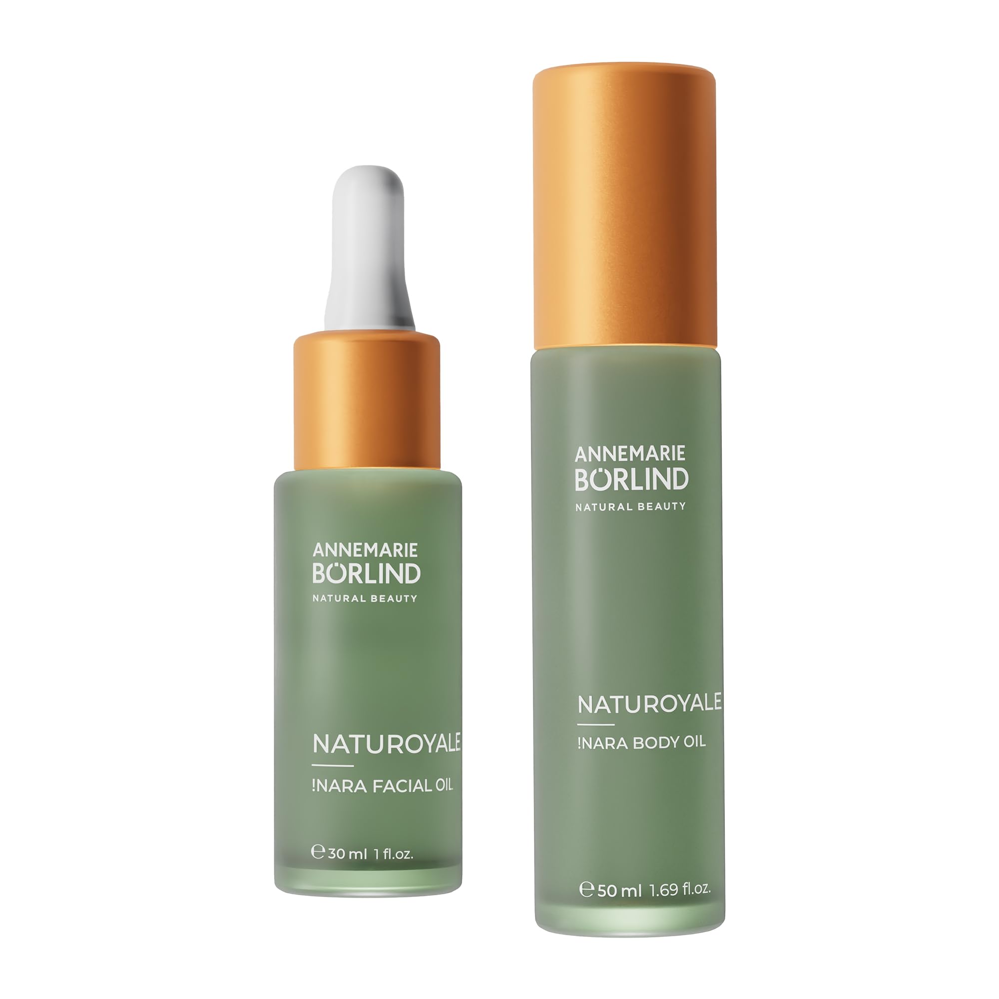 ANNEMARIE BÖRLIND NATUROYALE !NARA SET Body Oil 50ml + Facial Oil 30ml | Anti-Aging Pflegeset Körper & Gesicht, Feuchtigkeitsspendendes Körperöl, Straffendes Gesichtsöl, !Nara-Öl aus Namibia