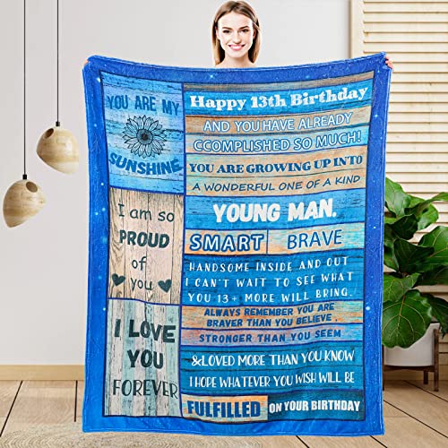 EFINLUKY Idée cadeau pour garçon de 13e anniversaire pour garçons et filles, couverture de 13e anniversaire pour garçons et filles, couverture de 152,4 x 127 cm