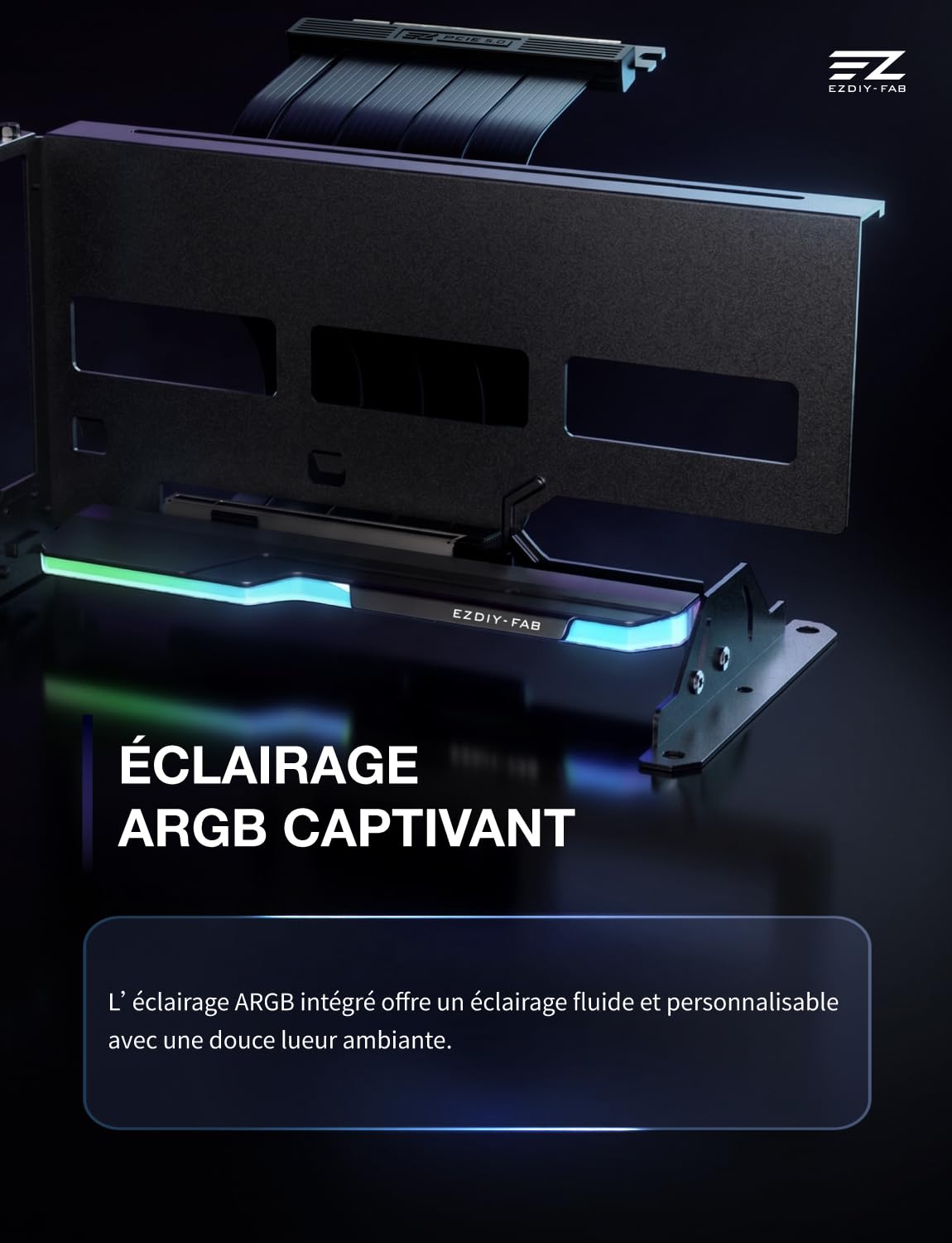 EZDIY-FAB AH18 PCIe 5.0 ARGB Supporto verticale multi-angolo per GPU, nero