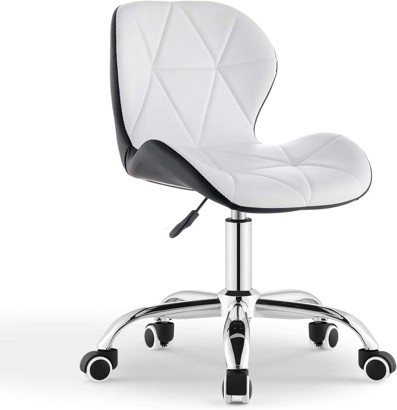 CLIPOP Office Desk Chair White Black Mixed Color Computer Chair with Castor Wheels Padded Swivel Chair for Home Office Study Room Furniture (White + Black)