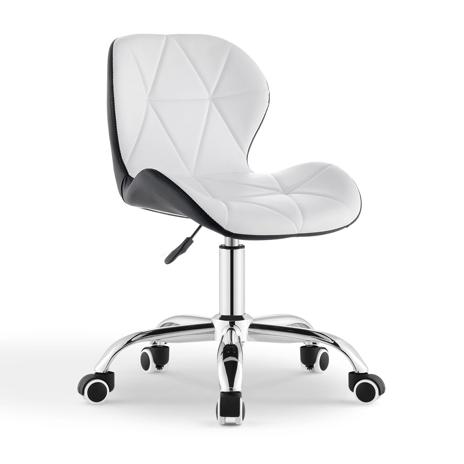CLIPOP Office Desk Chair White Black Mixed Color Computer Chair with Castor Wheels Padded Swivel Chair for Home Office Study Room Furniture (White + Black)