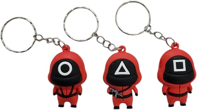 Kit com 3 Chaveiros Geek Round 6 Emborrachado 4cm