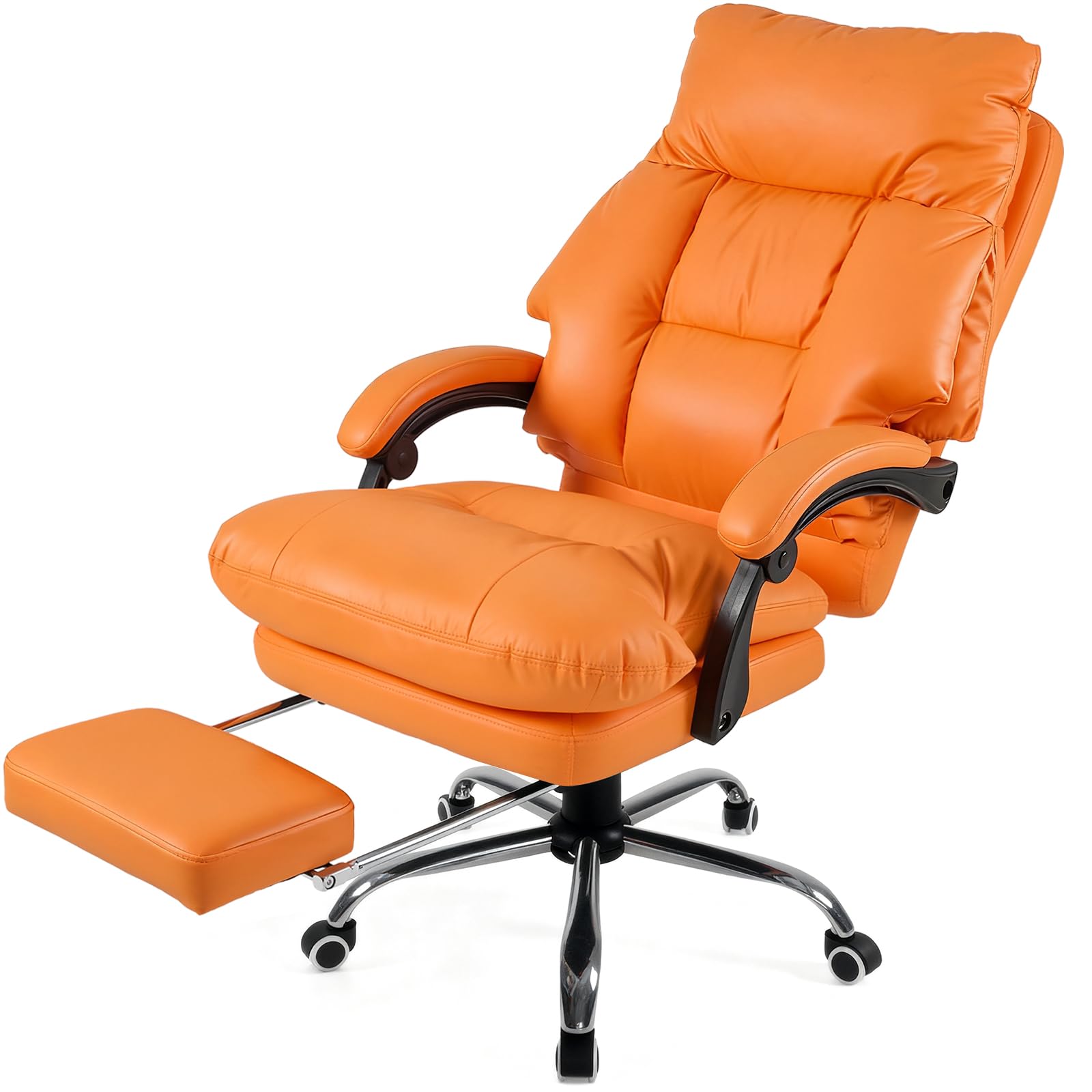 Warmiehomy Big and Tall Office Chair, PU Leather Executive Chair, Orange