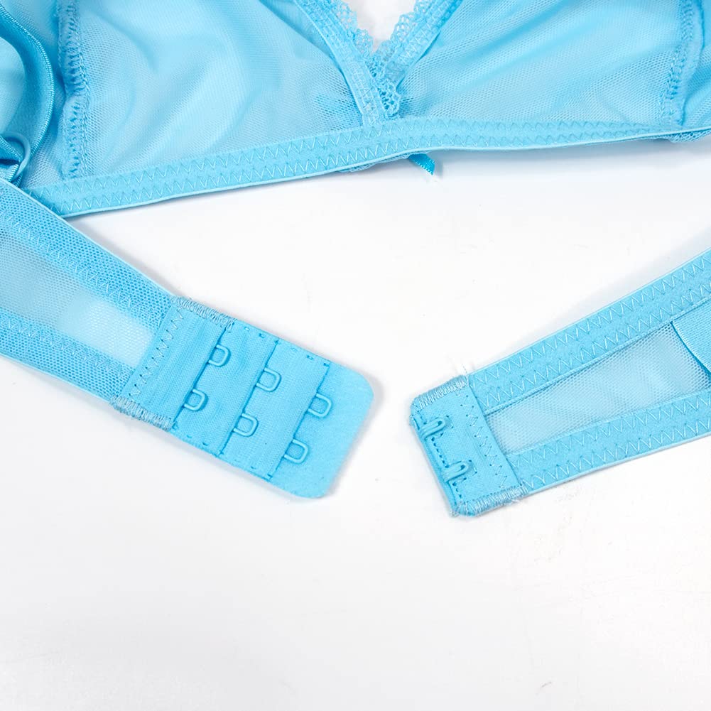 varsmiss Women Sheer Mesh Transparent Unlined Bra Sexy Wireless Underwear