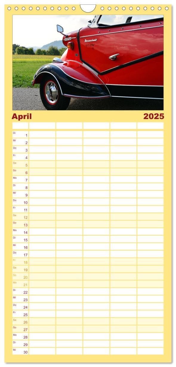 Familienplaner 2025 - Messerschmitt KR 201 Roadster mit 5 Spalten (Wandkalender, 21 x 45 cm) CALVENDO: Vollgas mit 10 PS (CALVENDO Mobilitaet)