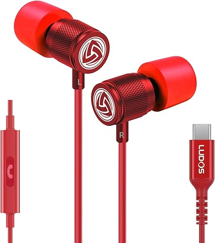 Miniatura 34 de LUDOS Auriculares con cable ultra para oídos, con 5 años de garantía, auriculares con micrófono, cancelación de ruido, con espuma de memoria para