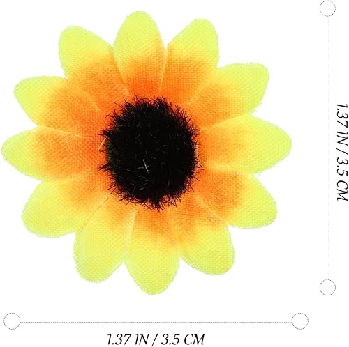 Miniatura 3 de Uonlytech 100 cabezas de girasol artificiales de plástico, cabezas de girasol pequeñas para decoración de pasteles de boda, fiesta en el hogar