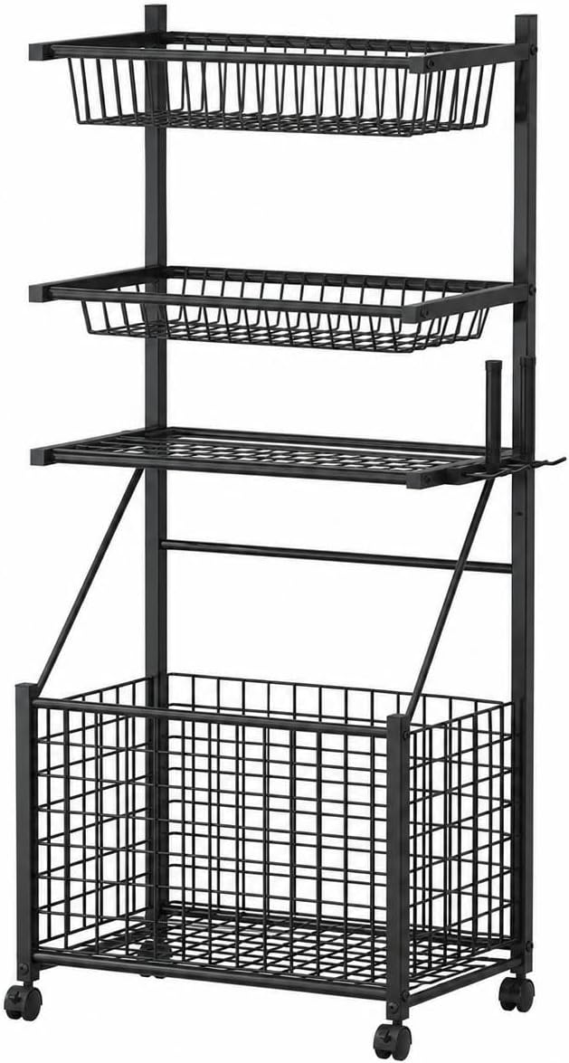 Organizer, Metal Rack, Black Multi-layer Storage Rack
