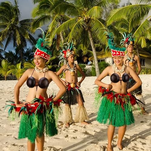 1 Pair Large Coconut Bra with Adjustable Strap, 5.9 x 2 Inches Natural Coconuts Shell Bikini Top, Hawaiian Coconut Shell Bra Top for Women Costume Party Supplies