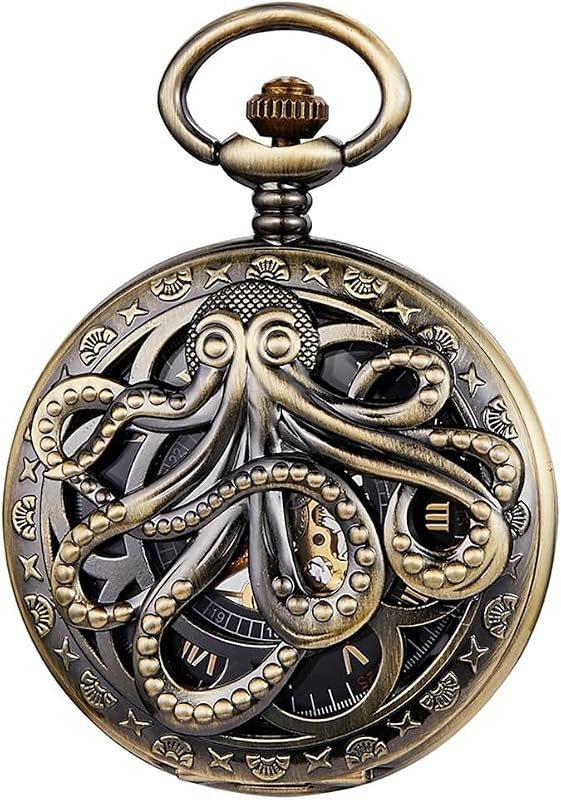 Reloj de bolsillo mecánico con números romanos huecos de cuerda manual