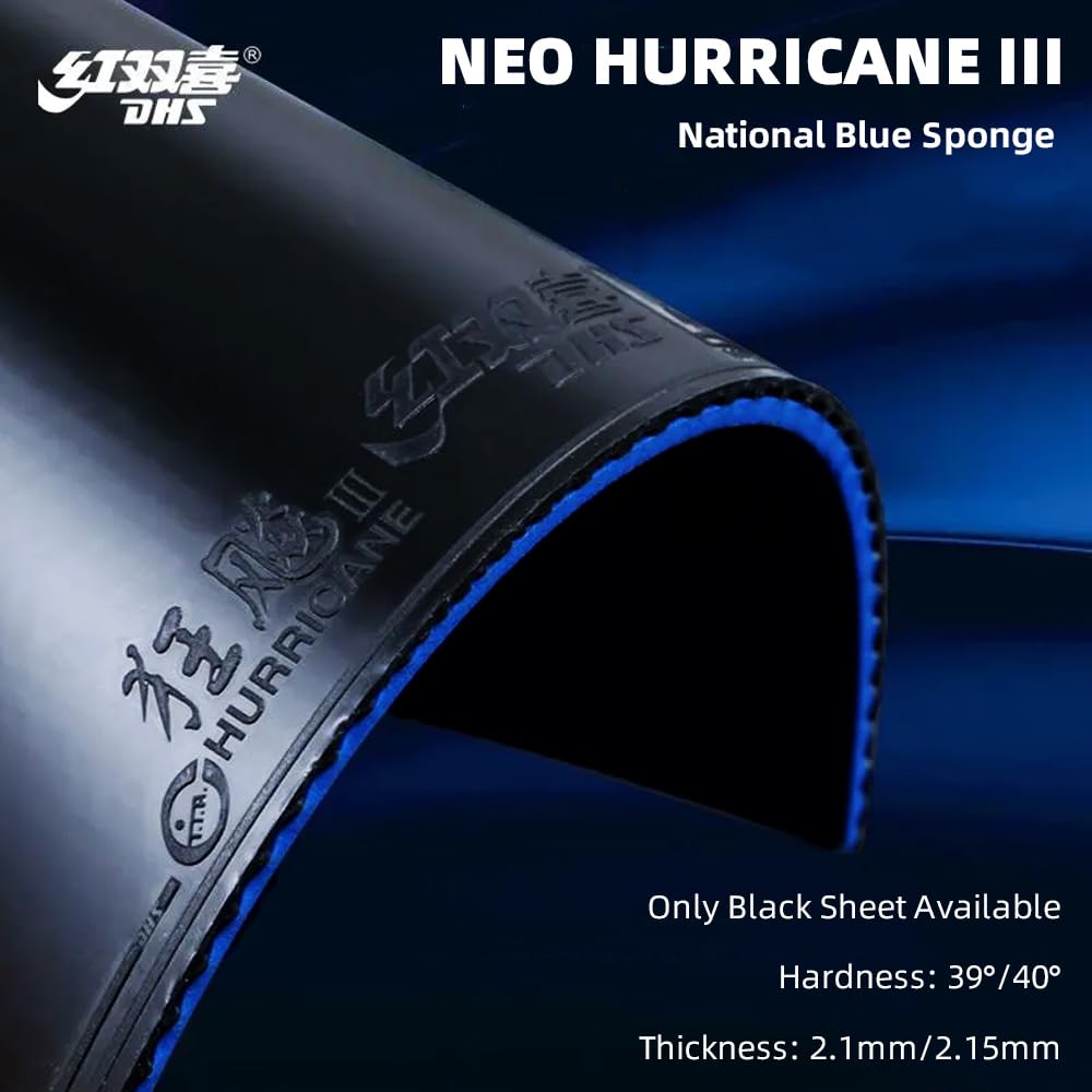 HOOWAN DHS NEO Hurricane 3 National Table Tennis Rubber with Blue HOOWAN DHS NEO Hurricane 3 National Table Tennis Rubber with Blue