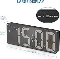 Vista 2 de Reloj digital para durmientes pesados, despertadores para dormitorios, reloj despertador digital LED, pantalla grande, reloj de escritorio